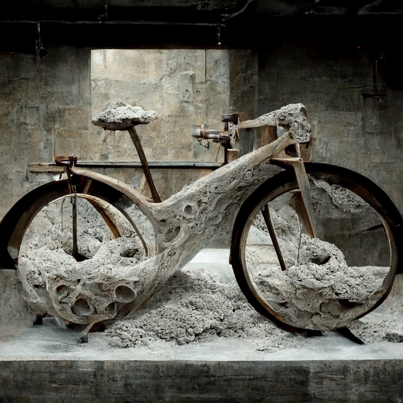 A Bicycle made out of concrete